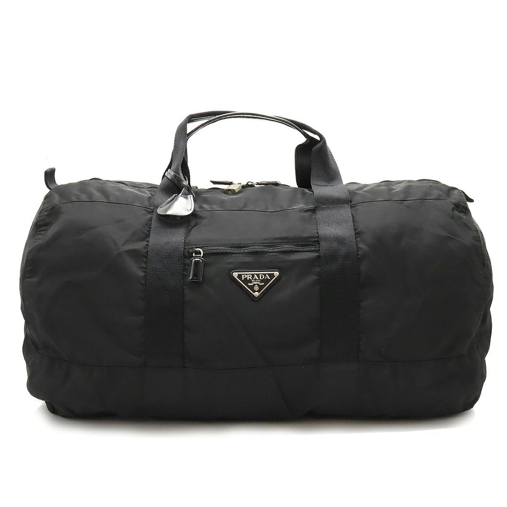 Prada Tessuto Boston Bag Travel Leather NERO Black